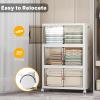 image:imageUAMFURI Stackable Storage Bins with Lids amp Wheels amp Door Foldable Collapsible Closet Organizers Extra Large Plastic Storage Drawers for Bedroom Dorm Office Garage White112qt 4Pack with 1 top lidWhite112qt