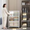 image:imageUAMFURI Stackable Storage Bins with Lids amp Wheels amp Door Foldable Collapsible Closet Organizers Extra Large Plastic Storage Drawers for Bedroom Dorm Office Garage White112qt 4Pack with 1 top lidWhite112qt