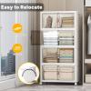 image:imageUAMFURI Stackable Storage Bins with Lids amp Wheels amp Door Foldable Collapsible Closet Organizers Extra Large Plastic Storage Drawers for Bedroom Dorm Office Garage White112qt 4Pack with 1 top lidWhite112qt