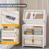 image:imageUAMFURI Stackable Storage Bins with Lids amp Wheels amp Door Foldable Collapsible Closet Organizers Extra Large Plastic Storage Drawers for Bedroom Dorm Office Garage White112qt 4Pack with 1 top lidWhite112qt