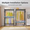 image:imageVIPEK R2 Plus Rolling Clothes Rack for Hanging Clothes Heavy Duty Clothing Rack 3 Tiers Adjustable Metal Wire Shelving Garment Racks with Side Hooks Closet Organizers and Storage Wardrobe BronzeBlack