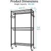 image:imageVIPEK R2 Plus Rolling Clothes Rack for Hanging Clothes Heavy Duty Clothing Rack 3 Tiers Adjustable Metal Wire Shelving Garment Racks with Side Hooks Closet Organizers and Storage Wardrobe BronzeBlack