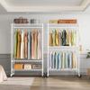 image:imageVIPEK R2 Plus Rolling Clothes Rack for Hanging Clothes Heavy Duty Clothing Rack 3 Tiers Adjustable Metal Wire Shelving Garment Racks with Side Hooks Closet Organizers and Storage Wardrobe BronzeWhite