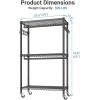 image:imageVIPEK R2 Plus Rolling Clothes Rack for Hanging Clothes Heavy Duty Clothing Rack 3 Tiers Adjustable Metal Wire Shelving Garment Racks with Side Hooks Closet Organizers and Storage Wardrobe BronzeBlack