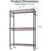 image:imageVIPEK R2 Plus Rolling Clothes Rack for Hanging Clothes Heavy Duty Clothing Rack 3 Tiers Adjustable Metal Wire Shelving Garment Racks with Side Hooks Closet Organizers and Storage Wardrobe BronzeBronze