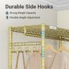 image:imageVIPEK R2 Plus Rolling Clothes Rack for Hanging Clothes Heavy Duty Clothing Rack 3 Tiers Adjustable Metal Wire Shelving Garment Racks with Side Hooks Closet Organizers and Storage Wardrobe BronzeGold
