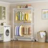 image:imageVIPEK R2 Plus Rolling Clothes Rack for Hanging Clothes Heavy Duty Clothing Rack 3 Tiers Adjustable Metal Wire Shelving Garment Racks with Side Hooks Closet Organizers and Storage Wardrobe BronzeWhite