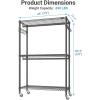 image:imageVIPEK R2 Plus Rolling Clothes Rack for Hanging Clothes Heavy Duty Clothing Rack 3 Tiers Adjustable Metal Wire Shelving Garment Racks with Side Hooks Closet Organizers and Storage Wardrobe BronzeBlack