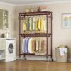 image:imageVIPEK R2 Plus Rolling Clothes Rack for Hanging Clothes Heavy Duty Clothing Rack 3 Tiers Adjustable Metal Wire Shelving Garment Racks with Side Hooks Closet Organizers and Storage Wardrobe BronzeBronze