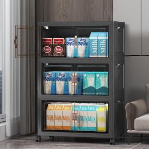 image:imageUAMFURI Stackable Storage Bins with Lids Extra Large Plastic Organizer Cabinet Drawers 336QT Collapsible Closet Containers with Doors and WheelsFor Bedroom Kitchen Office Garage3Pack CubeDark48QT12Gal