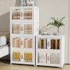 image:imageUAMFURI Stackable Storage Bins with Doors amp Lids amp Wheels Foldable Collapsible Closet Organizers Large Storage Cabinet for Bedroom Dorm 6 LL