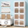 image:imageUAMFURI Stackable Storage Bins with Doors amp Lids amp Wheels Foldable Collapsible Closet Organizers Large Storage Cabinet for Bedroom Dorm 6 LXL