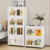 image:imageUAMFURI Stackable Storage Bins with Doors amp Lids amp Wheels Foldable Collapsible Closet Organizers Large Storage Cabinet for Bedroom Dorm 6 LMedium