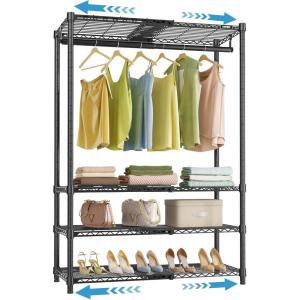 image:imageVIPEK X10 Heavy Duty Clothes Rack Expandable Metal Clothing Racks for Hanging from 2 to 35 with 4Tier Adjustable Wire Shelves amp Hanging Rod Portable Closet System for Reachin amp Walkin Closets