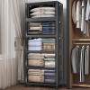 image:imageUAMFURI Extra Large Stackable Storage Bins with Lids amp Wheels 504QT168QT42GAL3Pack Foldable Collapsible Closet Organizers Storage Cabinet with Doors for Bedroom DormBlack