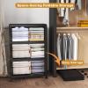 image:imageUAMFURI Extra Large Stackable Storage Bins with Lids amp Wheels 504QT168QT42GAL3Pack Foldable Collapsible Closet Organizers Storage Cabinet with Doors for Bedroom DormBlack