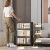 image:imageUAMFURI Extra Large Stackable Storage Bins with Lids amp Wheels 504QT168QT42GAL3Pack Foldable Collapsible Closet Organizers Storage Cabinet with Doors for Bedroom DormBlack