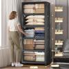 image:imageUAMFURI Extra Large Stackable Storage Bins with Lids amp Wheels 504QT168QT42GAL3Pack Foldable Collapsible Closet Organizers Storage Cabinet with Doors for Bedroom DormBlack