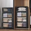 image:imageUAMFURI Extra Large Stackable Storage Bins with Lids amp Wheels 504QT168QT42GAL3Pack Foldable Collapsible Closet Organizers Storage Cabinet with Doors for Bedroom DormBlack