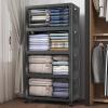 image:imageUAMFURI Extra Large Stackable Storage Bins with Lids amp Wheels 504QT168QT42GAL3Pack Foldable Collapsible Closet Organizers Storage Cabinet with Doors for Bedroom DormBlack