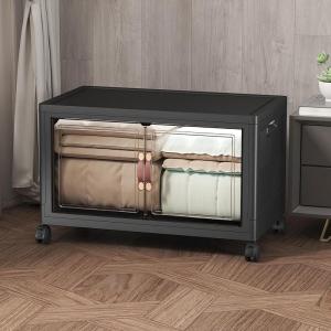 image:imageUAMFURI Extra Large Stackable Storage Bins with Lids amp Wheels 504QT168QT42GAL3Pack Foldable Collapsible Closet Organizers Storage Cabinet with Doors for Bedroom DormBlack