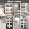 image:imageUAMFURI Stackable Storage Bins with Lids Clear Doors Large Storage Cabinet Foldable Collapsible Closet Organizers for Bedroom Dorm Office 4 White 160 QuartsWhite