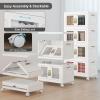 image:imageUAMFURI Stackable Storage Bins with Lids Clear Doors Large Storage Cabinet Foldable Collapsible Closet Organizers for Bedroom Dorm Office 4 White 160 QuartsWhite