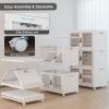 image:imageUAMFURI Stackable Storage Bins with Lids Clear Doors Large Storage Cabinet Foldable Collapsible Closet Organizers for Bedroom Dorm Office 4 White 160 QuartsWhite