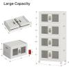 image:imageUAMFURI Stackable Storage Bins with Lids Clear Doors Large Storage Cabinet Foldable Collapsible Closet Organizers for Bedroom Dorm Office 4 White 160 QuartsWhite