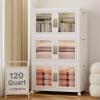 image:imageUAMFURI Stackable Storage Bins with Lids Clear Doors Large Storage Cabinet Foldable Collapsible Closet Organizers for Bedroom Dorm Office 4 White 160 QuartsWhite