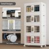 image:imageUAMFURI Stackable Storage Bins with Lids Clear Doors Large Storage Cabinet Foldable Collapsible Closet Organizers for Bedroom Dorm Office 4 White 160 QuartsWhite