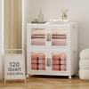 image:imageUAMFURI Stackable Storage Bins with Lids Clear Doors Large Storage Cabinet Foldable Collapsible Closet Organizers for Bedroom Dorm Office 4 White 160 QuartsWhite