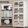 image:imageUAMFURI Stackable Storage Bins with Lids Clear Doors Large Storage Cabinet Foldable Collapsible Closet Organizers for Bedroom Dorm Office 4 White 160 QuartsWhite