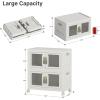 image:imageUAMFURI Stackable Storage Bins with Lids Clear Doors Large Storage Cabinet Foldable Collapsible Closet Organizers for Bedroom Dorm Office 4 White 160 QuartsWhite