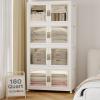 image:imageUAMFURI Stackable Storage Bins with Lids Clear Doors Large Storage Cabinet Foldable Collapsible Closet Organizers for Bedroom Dorm Office 4 White 160 QuartsWhite