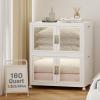 image:imageUAMFURI Stackable Storage Bins with Lids Clear Doors Large Storage Cabinet Foldable Collapsible Closet Organizers for Bedroom Dorm Office 4 White 160 QuartsWhite