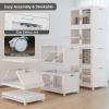image:imageUAMFURI Stackable Storage Bins with Lids Clear Doors Large Storage Cabinet Foldable Collapsible Closet Organizers for Bedroom Dorm Office 4 White 160 QuartsWhite