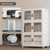 image:imageUAMFURI Stackable Storage Bins with Lids Clear Doors Large Storage Cabinet Foldable Collapsible Closet Organizers for Bedroom Dorm Office 4 White 160 QuartsWhite