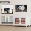 image:imageUAMFURI Stackable Storage Bins with Lids Clear Doors Large Storage Cabinet Foldable Collapsible Closet Organizers for Bedroom Dorm Office 4 White 160 QuartsWhite