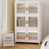 image:imageUAMFURI Stackable Storage Bins with Lids Clear Doors Large Storage Cabinet Foldable Collapsible Closet Organizers for Bedroom Dorm Office 4 White 160 QuartsWhite