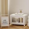 image:imageUAMFURI Stackable Storage Bins with Lids Clear Doors Large Storage Cabinet Foldable Collapsible Closet Organizers for Bedroom Dorm Office 4 White 160 QuartsWhite