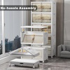 image:imageUAMFURI 840QT Lockable Storage Bins with Lids  Stackable Storage Cabinet with Doors and Wheels Collapsible Plastic Organizer and Containers for Closets Office 5 Pack CubesWhite
