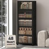image:imageUAMFURI 840QT Lockable Storage Bins with Lids  Stackable Storage Cabinet with Doors and Wheels Collapsible Plastic Organizer and Containers for Closets Office 5 Pack CubesDark