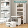 image:imageUAMFURI 840QT Lockable Storage Bins with Lids  Stackable Storage Cabinet with Doors and Wheels Collapsible Plastic Organizer and Containers for Closets Office 5 Pack CubesWhite