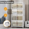image:imageUAMFURI 840QT Lockable Storage Bins with Lids  Stackable Storage Cabinet with Doors and Wheels Collapsible Plastic Organizer and Containers for Closets Office 5 Pack CubesWhite