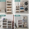 image:imageUAMFURI 840QT Lockable Storage Bins with Lids  Stackable Storage Cabinet with Doors and Wheels Collapsible Plastic Organizer and Containers for Closets Office 5 Pack CubesWhite