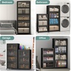 image:imageUAMFURI 840QT Lockable Storage Bins with Lids  Stackable Storage Cabinet with Doors and Wheels Collapsible Plastic Organizer and Containers for Closets Office 5 Pack CubesDark