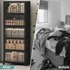 image:imageUAMFURI 840QT Lockable Storage Bins with Lids  Stackable Storage Cabinet with Doors and Wheels Collapsible Plastic Organizer and Containers for Closets Office 5 Pack CubesDark