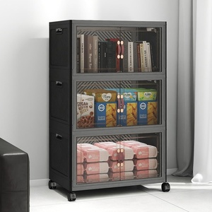 image:imageUAMFURI Stackable Storage Bins with Lids 900QT Closet Organizers Lockable Storage CabinetFoldable Storage Box with Doors and Wheels Plastic Drawers for Home Garage Office 5 Black Extra LargeBlack