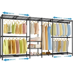 image:imageVIPEK X4 Expandable Heavy Duty Clothes Rack Adjustable from 74 to 102 with Adjustable Shelves and Hanger Rods Large Wardrobe Closet Reachin amp Walkin Closet Metal Clothing Rack 1530 LBS BlackX4